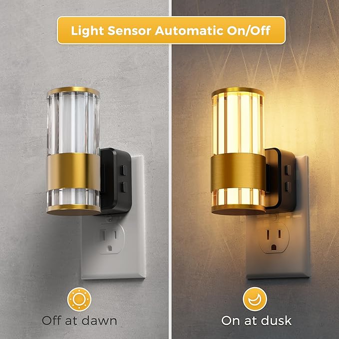 L LOHAS LED Night Light, Automatic Night Lights Plug into Wall, 0-100LM Adjustable Brightness LED Night Light, Dimmable Night Lights Plug in with Auto Light Sensor, for Bedroom Hallway Home Decor