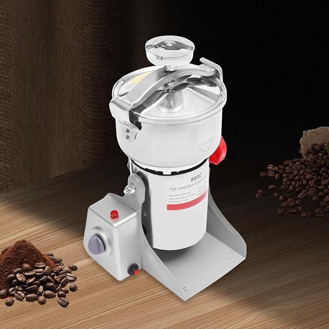 800g Electric Grain Mill Grinder with High-pressure Cover High Speed 3500W Commercial Grinders, Stainless Steel Machine for Dry Grains, Coffee, Corn (800g/1.8lbs - B)