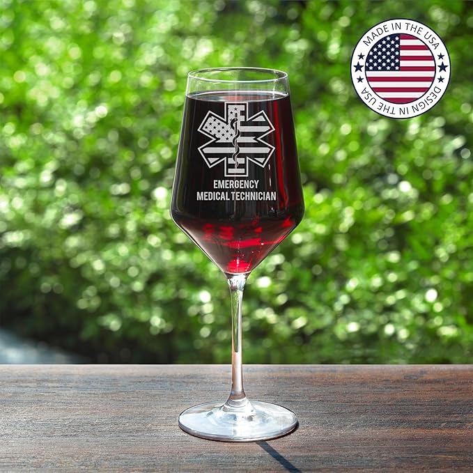 Personalized Star of Life Glass, Custom Wine Glass with Engraved Name & Text, Funny Gifts for Paramedics and EMTS, Christmas Birthday Gift for Emergency Nurse Friends Coworkers