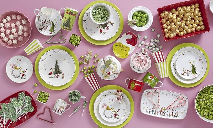 Lenox 895054 Merry Grinchmas Mugs, Set of 4, 14oz, Christmas Drinkware, Holiday Hosting