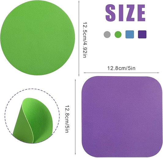 4pcs Jar Opener Gripper Pads, Rubber Jar Grippers Multi-function Jar Opener for Seniors with Arthritis Weak Hands Kitchen Coasters(Blue, Green, Gray, Purple)