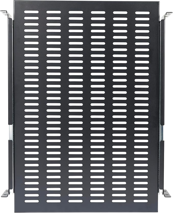 StarTech.com 2U Sliding Server Rack Mount Shelf - 20 to 30in Adjustable Mounting Depth - Vented - 50lb - Heavy Duty Universal 19” Rack Shelf for Equipment Rack - 24in Deep (UNISLDSHF19)