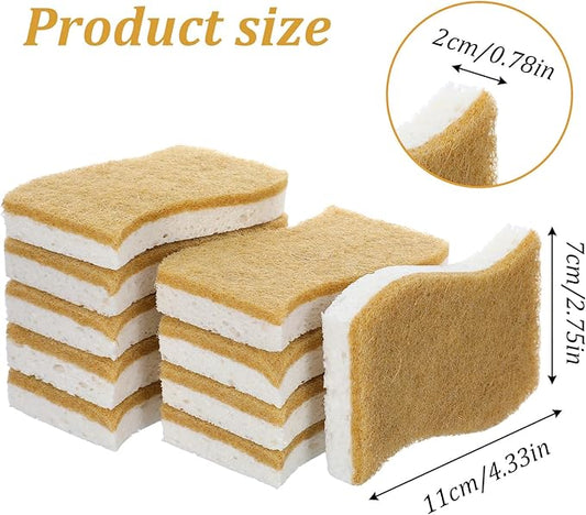 36PCS Natural Kitchen Sponges, Compostable Cellulose Scrubber Sponge, Eco Friendly Coconut Scrubber Dish Sponges for Pots Pans Cleaning, Household Cleaning Sponge for Dishes