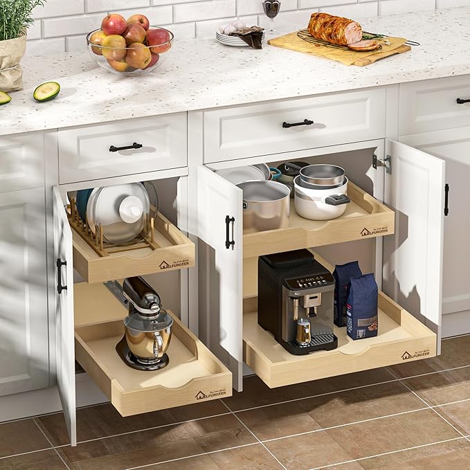 WelFurGeer Soft Close Pull Out Drawers for Cabinets, 17" W x 21" D Pull Out Cabinet Drawer with Heavy Duty Slides, Pull Out Cabinet Organizer, Cabinet Pull Out Shelves, Pull-Out Home Organizers