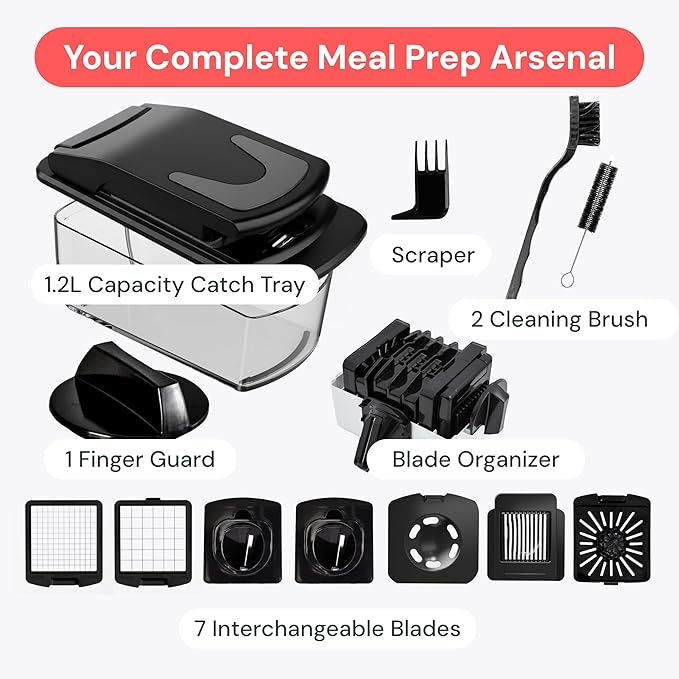 Fullstar The Original Pro Chopper - Vegetable Chopper and Spiralizer, Food Chopper with Container, Fruit Slicer, Kitchen Gadgets & Gifts, Home Essentials (7 in 1, Black)