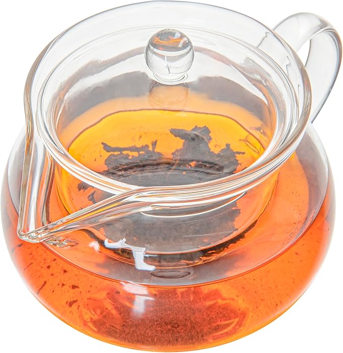 Restaurantware Forma 17 Ounce Glass Teapot 1 Double Wall Glass Tea Kettle - Does Not Chip Reusable Clear Glass Double Wall Teapot Rolled Rim Dishwashable