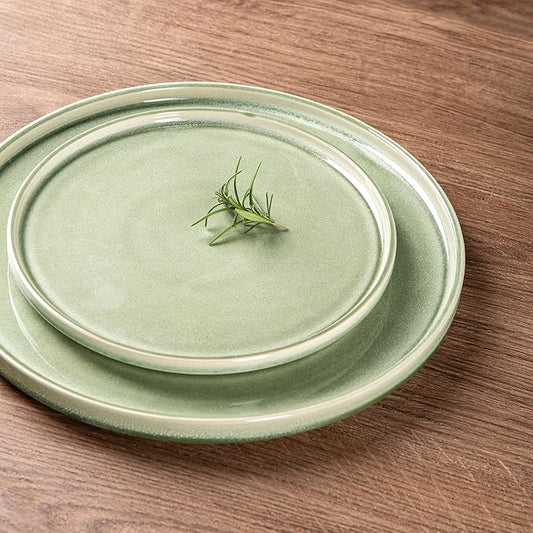 AmorArc Ceramic Dinnerware Sets, Handmade Reactive Glaze Stoneware Plates and Bowls Sets,Highly Chip and Crack Resistant | Dishwasher & Microwave Safe Dishes Set, Service for 4 (12pc)