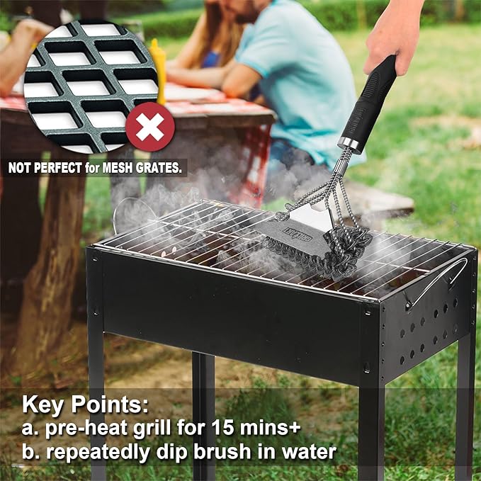 GRILLART Grill Brush and Scraper Bristle Free - Safe BBQ Brush for Grill - Stainless Grill Grate Cleaner - Safe Grill Accessories for Porcelain/Weber Gas/Charcoal Grill - Gifts for Grill Wizard