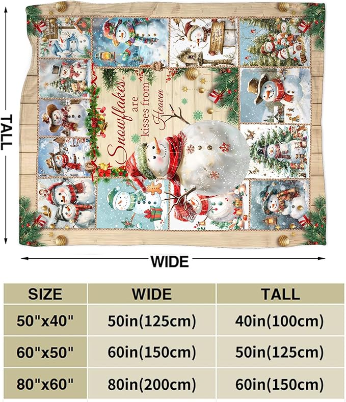 Snowman Blanket Christmas Throw Blanket Cozy Plush Fleece Flannel Holiday Blankets Lightweight Fuzzy Gifts for Girls Boys Women Men 50"X40"