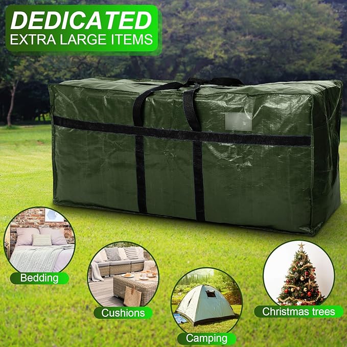 6 Pcs 66 Gallon Large Moving Bags with Zipper and Handles Foldable Storage Duffle Bags Heavy Duty Extra Large Totes for College Dorm Travel Clothes Blankets Bedding Moving (Army Green)
