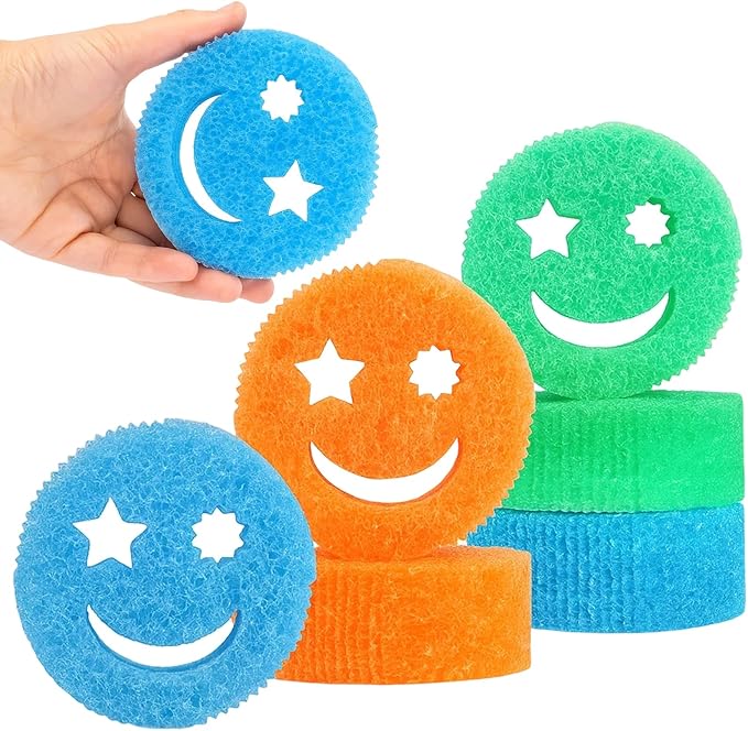 Kitchen Sponges, Sponges for Cleaning, 6 PCS Multifunctional Scratch-Free Dish Scrubbers Orange*2 + Blue*2 + Ggreen*2, Cleaning Sponges for Kitchen, Bathroom