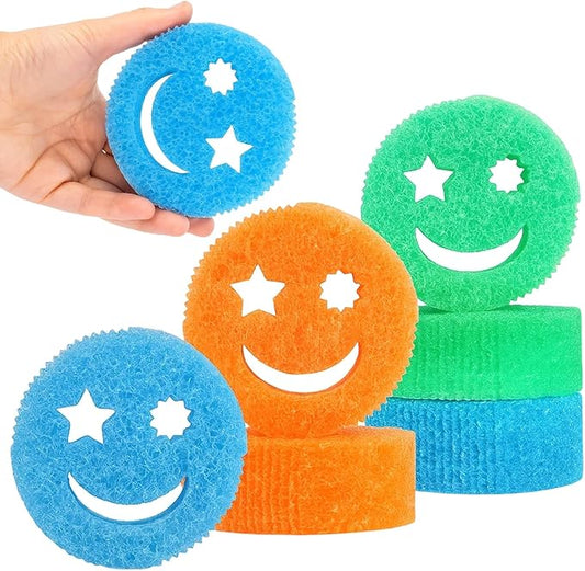Kitchen Sponges, Sponges for Cleaning, 6 PCS Multifunctional Scratch-Free Dish Scrubbers Orange*2 + Blue*2 + Ggreen*2, Cleaning Sponges for Kitchen, Bathroom