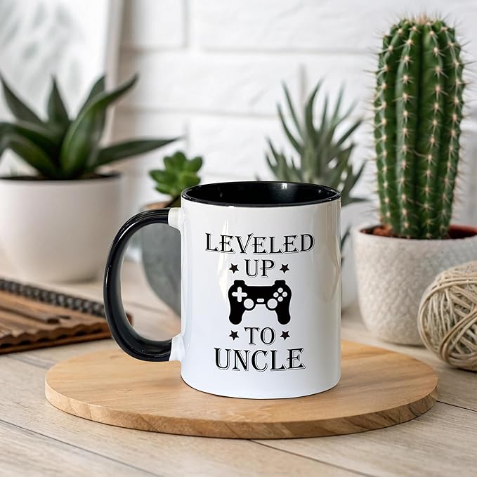 Promoted to Uncle Coffee Mugs, Uncles Tea Cup Gifts for Father's Day Birthday, Funny Leveled Up to Uncle Ceramic Coffee Tea Mug 11oz