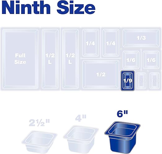 Carlisle FoodService Products High Heat Food Pan, 1/9 Size Food Storage Container for Serving Hot or Cold Food, 1.4 Qt, 6 Count, Black