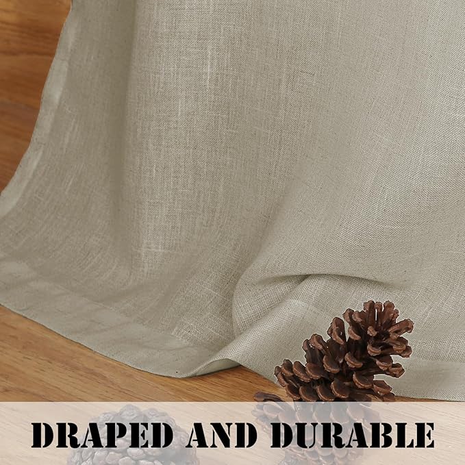 H.VERSAILTEX Linen Curtains Elegant Natural Linen Semi Sheer Curtains Energy Light Filtering Rod Pocket Window Treatments Panels for Living Room (Set of 2, Castle Wall, 52 inch W X 84 inch L)