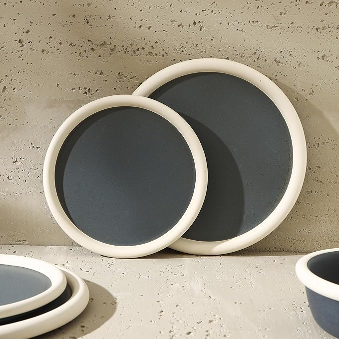 Stone Lain Capri 12-Piece Dinnerware Set Stoneware, Plates and Bowls Set, Microwave and Dishwasher Safe, Dish Set for 4, Grey
