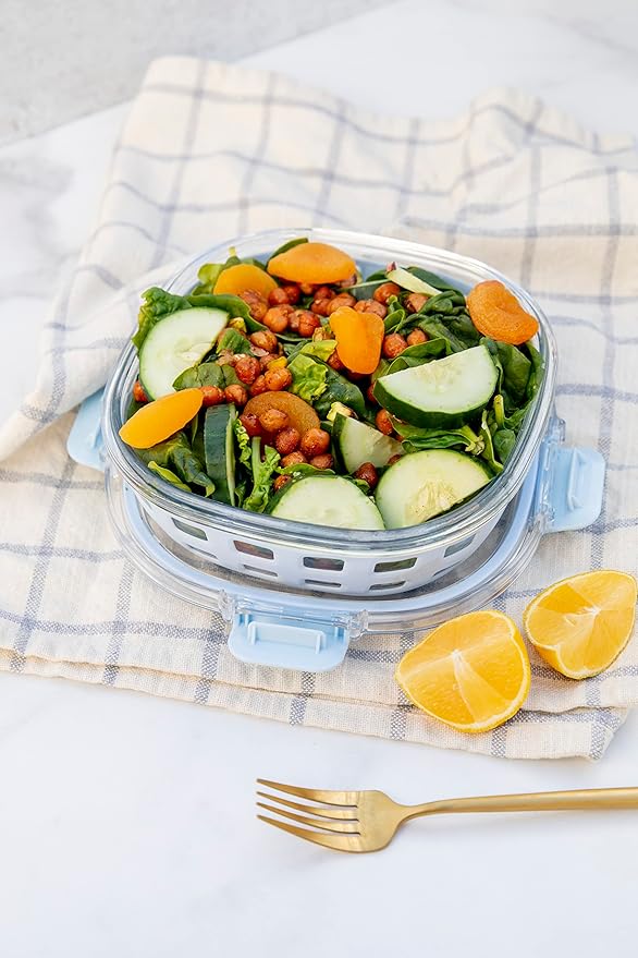 Ello Duraglass Meal Prep Lunch Bowl Container, 5 cup- Glass Food Storage Container with Silicone Sleeve and Airtight BPA-Free Plastic Lid, Dishwasher, Microwave, and Freezer Safe