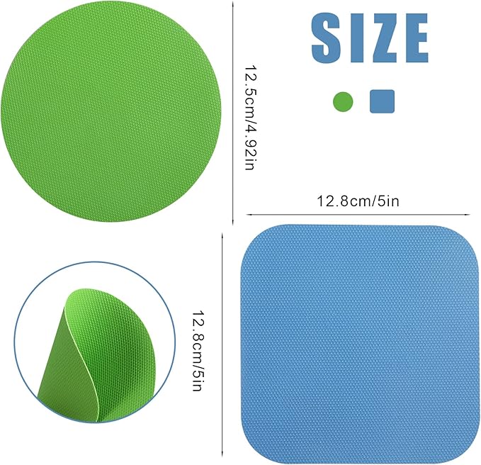 LUTER 4pcs Jar Opener, Rubber, Multi-function Silicone Bottle Opener for Seniors with Arthritis Weak Hands Lid Cap Gripper Pads Kitchen Coasters Gadgets(Light Blue, Green)