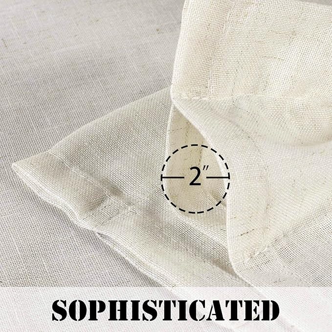 Linen Curtains Elegant Natural Linen Blended Curtains Energy Efficient Light Filtering / Rod Pocket Window Treatments Panels / Drapes for Livingroom (Set of 2, Ivory, 52 inch W X 72 inch L)