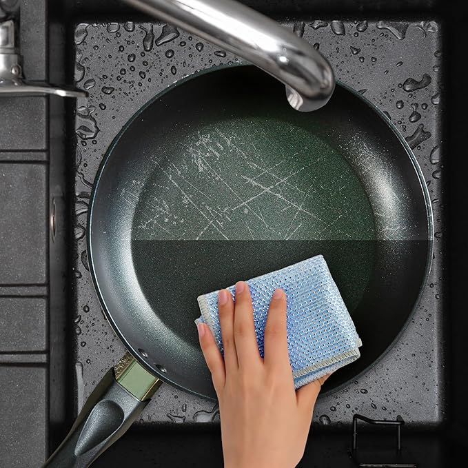 20PCS Upgrade Wire Dishwashing Rag, Non-Scratch, Wet and Dry, Double Layer, Multipurpose Wire Dishwashing Rags for Kitchen, Sinks, Cookware, Stove, Easy Rinsing, Reusable