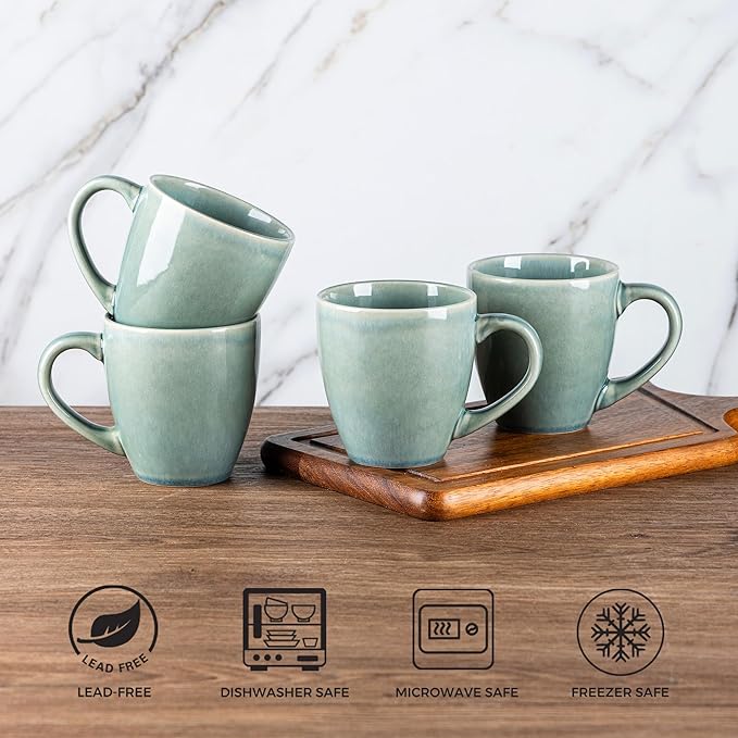 GBHOME Ceramic Coffee Mugs Set of 4, 12oz Stoneware Coffee Mugs Set For Dad Mom Women MEN, Light Weight Coffee Cups for Latte/Tea/Beer/Hot Cocoa, Dishwasher & Microwave Safe