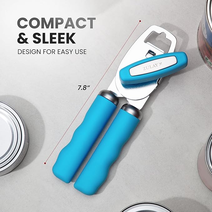 Zulay Kitchen Manual Can Opener with Bottle Opener with Turn Knob