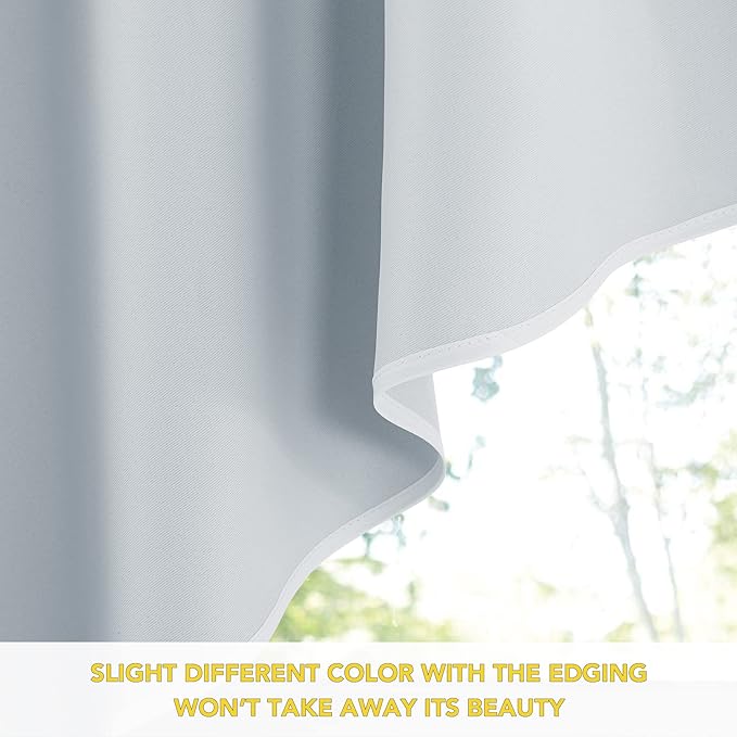 NICETOWN Room Darkening Pole Pocket Kitchen Tier Curtains- Tailored Scalloped Valance/Swags for Home Decor (Two Panels, 36" W X 36" L Each Panel, Greyish White)
