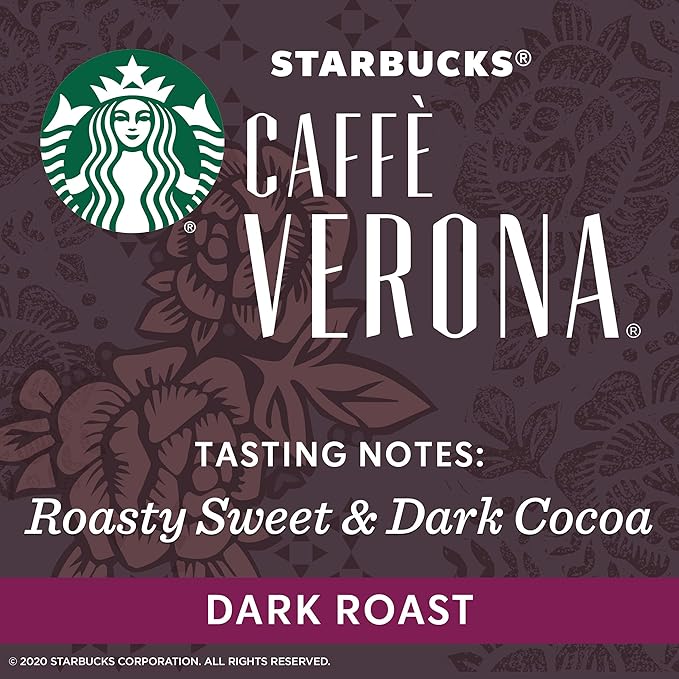 Starbucks Dark Roast K-Cup Coffee Pods — Caffè Verona for Keurig Brewers — 1 box (10 pods)