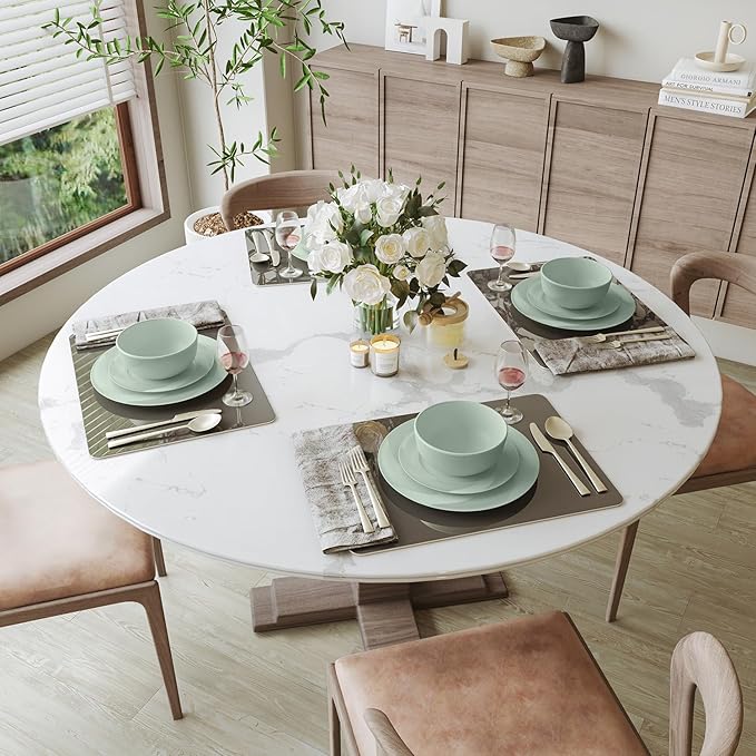 Yoshy Bone China Dinnerware with Lightweight Durable Chip Resistant Design Service for 4 (12 Piece - Service for 4, Willowmist)