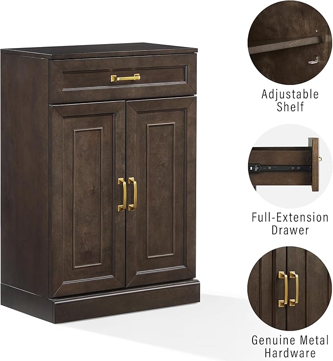 Crosley Furniture Stanton Pantry Storage Cabinet with Shelves, Kitchen, Dining, or Laundry Room, Coffee