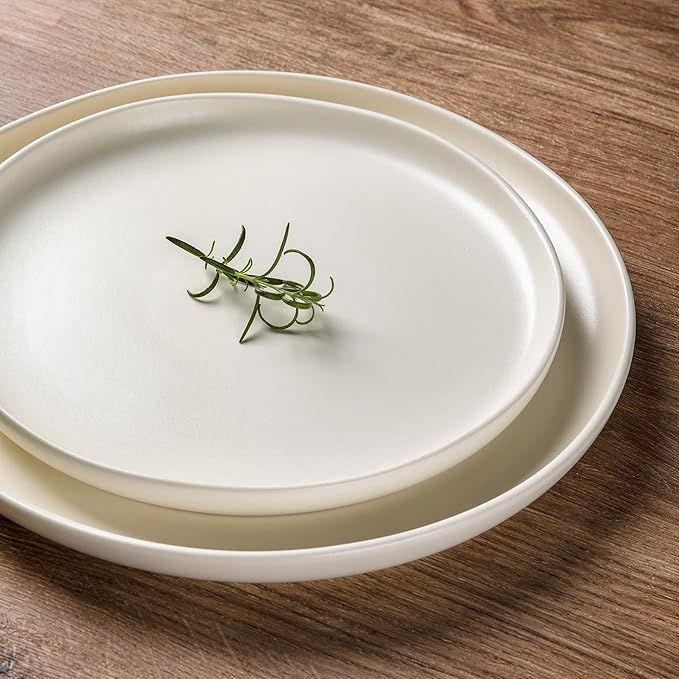 AmorArc Stoneware Dinnerware Sets, Wavy Rim Ceramic Plates and Bowls Sets, Highly Chip and Crack Resistant | Dishwasher & Microwave & Oven Safe Dishes set, Service for 8 (24pc)