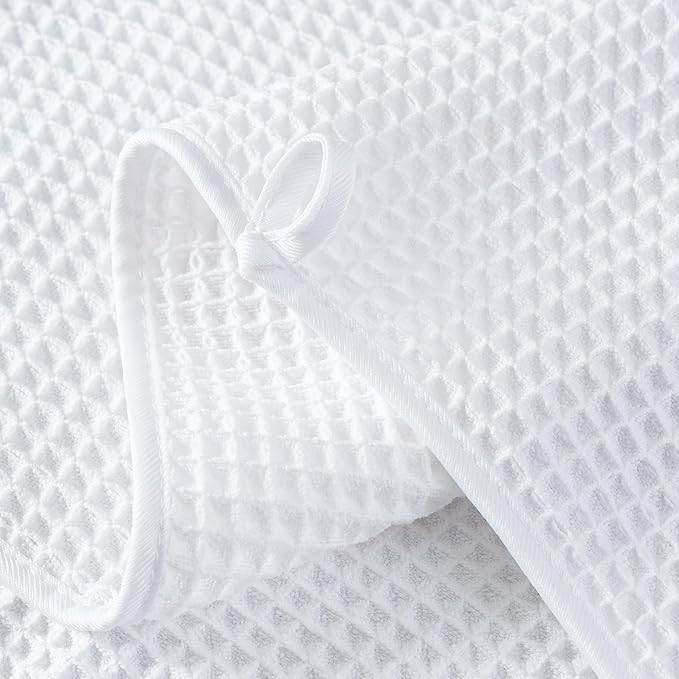 Microfiber Waffle Face Towels, 4 Pieces, Soft, Absorbent, Fast Drying, Lint Free (White)
