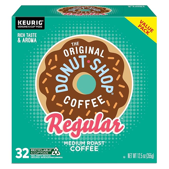 The Original Donut Shop Regular, Single-Serve Keurig K-Cup Pods, Medium Roast Coffee Pods, 32 Count