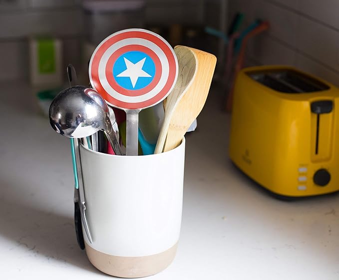 Marvel Captain America Shield Colored Flat Stainless Steel Spatula - Heavy Duty Wide Head Kitchen Cooking Flipper or Turner for Hamburger, Egg, Pancake & Sandwich - Perfect for Grills or Griddles