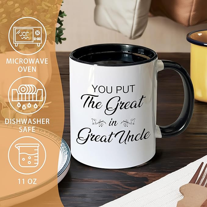 Great Uncle Coffee Mugs, Great Uncle Tea Cup Gifts for Father's Day Birthday, Funny Ceramic Coffee Tea Mug 11oz