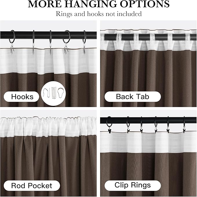 NICETOWN Brown Velvet Curtains 96 inch Long 2 Panels for Living Room - Blackout Window Treatments Pleat Tape with Back Tab Vision Insulated Temperature Balanced Drapes for Bedroom and Dining Room