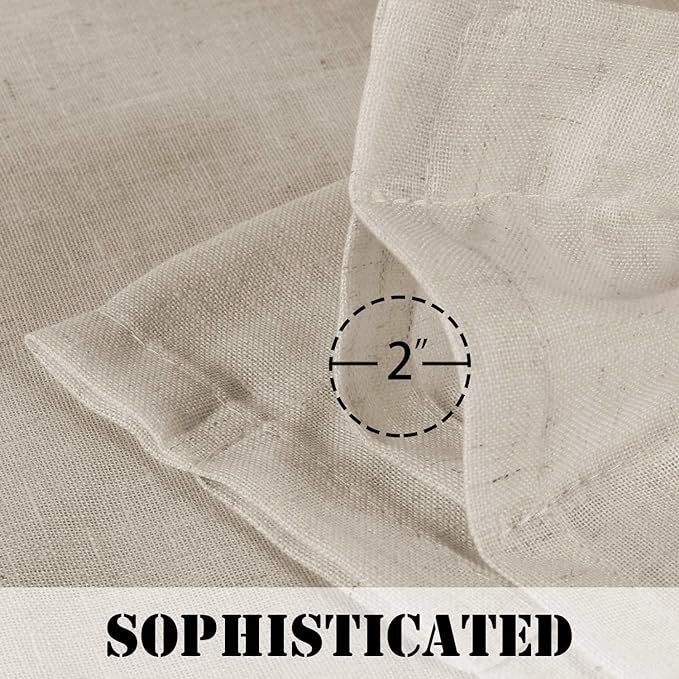 H.VERSAILTEX Angora Flax Linen Curtains 84 Inch Length for Bedroom 2 Panels Rod Pocket Light Filtering Canvas Cloth Look Semi Sheer Curtains for Living Room Dining Burlap Sand Beach Decor 52x84