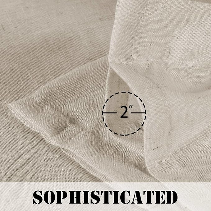 H.VERSAILTEX Light Filtering Linen Textured Curtains for Living Room Window Treatment Natural & Durable Privacy Added Draperies/Drapes/Panels/Treatment, Rod Pocket (2 Pack, 52 x 54 Inch, Angora)