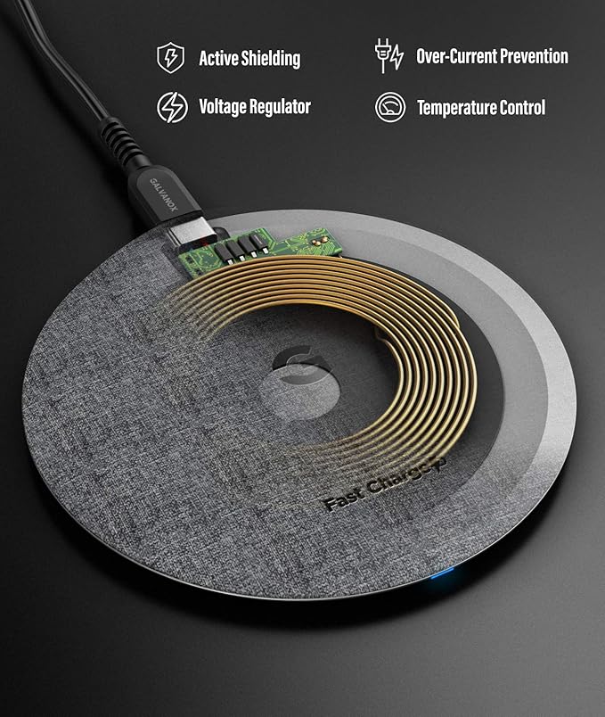 Encased Wireless Charger Pad for Samsung Models (Quick Charge 3.0) (Fast Charging Qi Enabled) Non-Slip, Case Compatible (Premium Metal Construction)