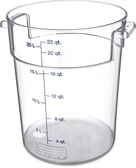 Carlisle FoodService Products Storplus Round Food Storage Container with Stackable Design for Catering, Buffets, Restaurants, Polycarbonate (Pc), 22 Quart, Clear