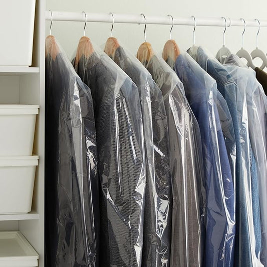 50 Pack Clear Plastic Garment Bags for Hanging Clothes, Dry Cleaner Bag Clothing Protector Covers (21 x 40 In), Normal