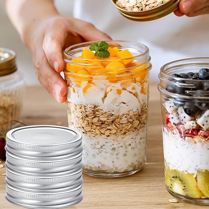 72Pcs Canning Lids with Rings Wide Mouth, for Ball, Kerr Jars - Split-Type Metal Mason Jar Lids for Canning - 100% Fit & Airtight for Regular Mouth Jars (36Lids+36Rings for Wide Mouth)