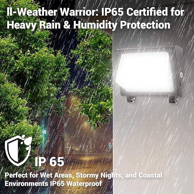 JTT 150W LED Wall Pack Light with Dusk to Dawn Photocell,22500LM 5000K Daylight IP65 Waterproof WallPack Lights Outdoor LED [Eqv. 1200W HPS/HID] for Parking Lot,Warehouse,Yard ETL-2Pack