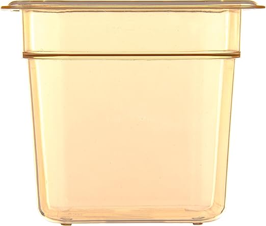 Carlisle FoodService Products StorPlus High-Heat 1/6-Size Food Pan, 6 Deep Food Storage Container with 2.5 Quart Capacity, High Heat Plastic, 1/6 Size, Amber, (Pack of 6)
