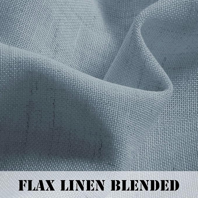 H.VERSAILTEX Light Filtering Linen Textured Curtains for Living Room Window Treatment Natural & Durable Privacy Added Draperies/Drapes/Panels/Treatment, Rod Pocket (2 Pack, 52 by 54 Inch, Stone Blue)