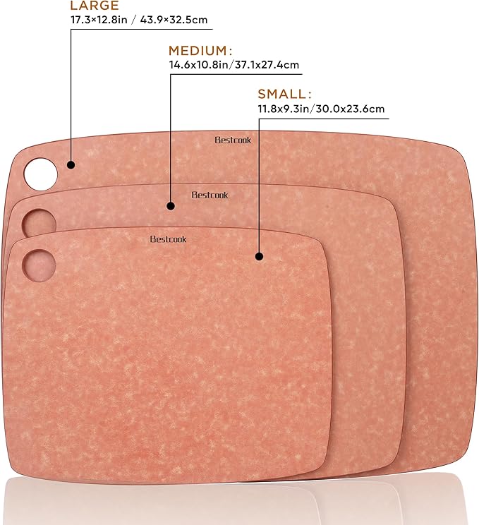 Wood Fiber Cutting Board for Kitchen - High Density, Non-Porous, BPA-Free, Reversible Chopping Board, Dishwasher Safe, Knife-Friendly Cutting Board for Meat, Bread, Fruit, 11.8" x 9.3", Wooden