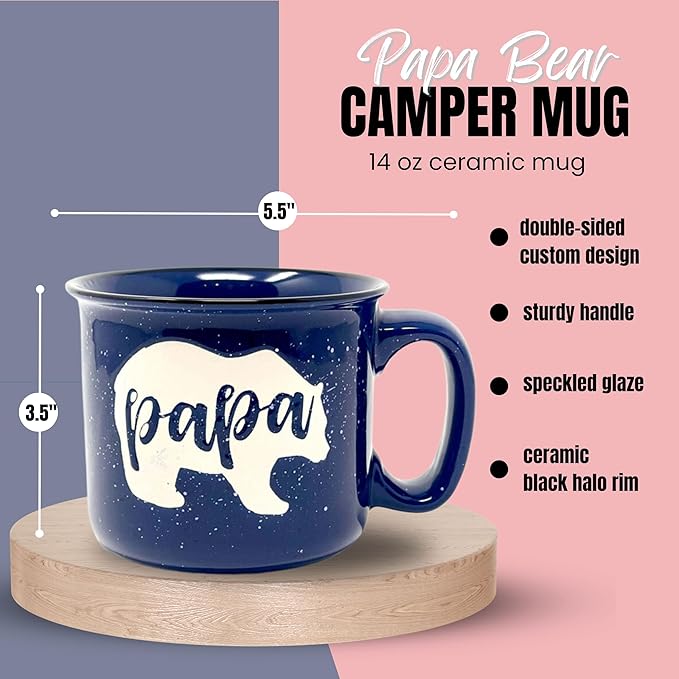 Mama Bear & Papa Bear 15 oz Coffee Mug Set - Cute Coffee Cup Gift Set for Men and Women - Unique Fun Gifts for Couples, Parents, Grandparents for Birthdays, Mother's Day, Father's Day, Christmas