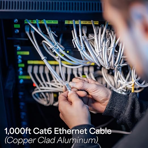 VIVO 1,000ft Bulk Cat6 Wire, CCA Ethernet Cable, 23 AWG, UTP Pull Box, LAN Network, Gray, CABLE-V004
