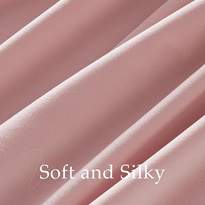 NICETOWN Pink Velvet Curtains 84 inch Long 2 Panels for Girls, Blush Pink Energy Saving Rod Pocket Pleat Tape with Back Tab Soft Luxury Window Treatments for Nursery, W52 x L84