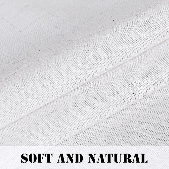 Linen Curtains Elegant Natural Linen Blended Curtains Energy Efficient Light Filtering / Rod Pocket Window Treatments Panels / Drapes for Livingroom (Set of 2, Off White, 52 Inch x 72 Inch )